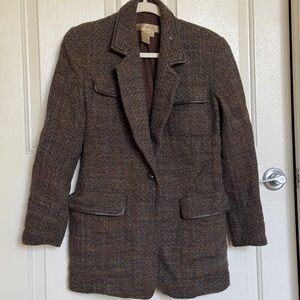Brown Wool Tweed Blazer Size 4